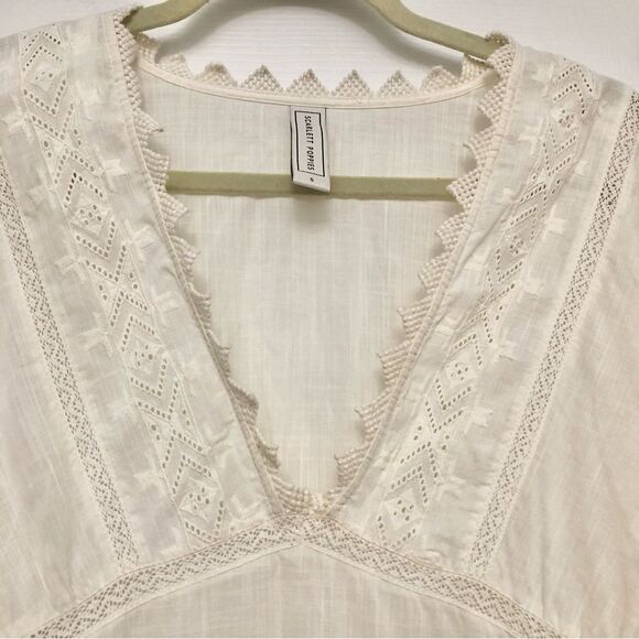 Scarlett Poppies Virginia Dress Vintage Inspired Lace Embroidered Ivory White S - Picture 2 of 6